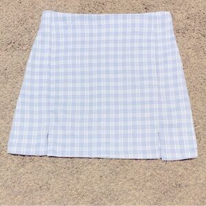 SHEIN baby blue & white plaid mini skirt  Size Medium